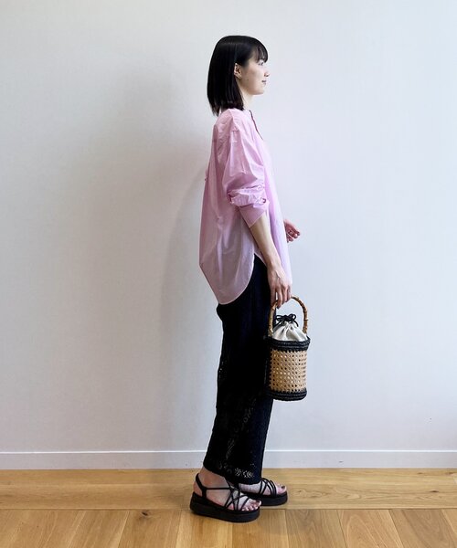 OPAQUE.CLIP（オペークドットクリップ）の「◆シアーバンドカラーシャツ【マシンウオッシャブル】（シャツ/ブラウス・レディース・チャコールグレー/オフホワイト/ピンク系・00）」の20枚目の写真