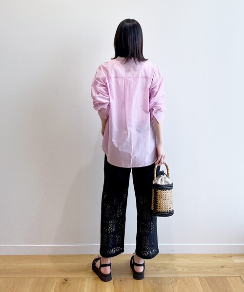 OPAQUE.CLIP（オペークドットクリップ）の「◆シアーバンドカラーシャツ【マシンウオッシャブル】（シャツ/ブラウス・レディース・チャコールグレー/オフホワイト/ピンク系・00）」の21枚目の写真