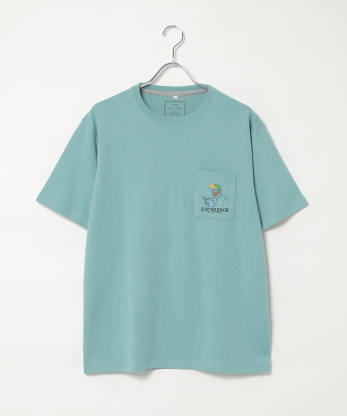 ikka(イッカ)の「ブックマンサガラ刺繍ポケTシャツ(Tシャツ/カットソー・メンズ・ミント/ホワイト/チャコールグレー・S/M/L/XL)」の1枚目の写真