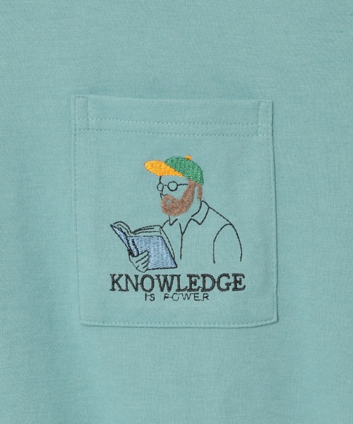 ikka(イッカ)の「ブックマンサガラ刺繍ポケTシャツ(Tシャツ/カットソー・メンズ・ミント/ホワイト/チャコールグレー・S/M/L/XL)」の8枚目の写真
