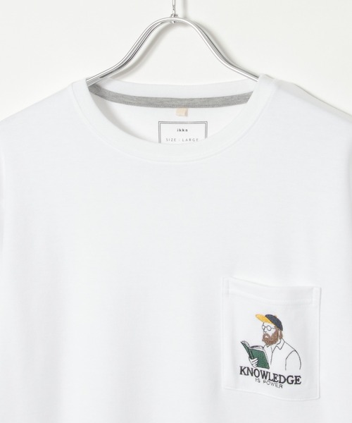 ikka(イッカ)の「ブックマンサガラ刺繍ポケTシャツ(Tシャツ/カットソー・メンズ・ミント/ホワイト/チャコールグレー・S/M/L/XL)」の5枚目の写真