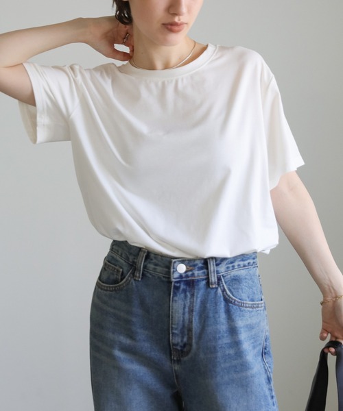 select MOCA（セレクトモカ）の「アソートバックロゴエンブロイダリーＴシャツ（Tシャツ/カットソー・レディース・ホワイト×グリーン/ホワイト×ブラック/スミクロ・FREE）」の9枚目の写真