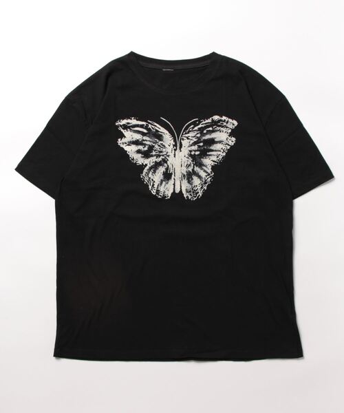 DIAVEL(ディアベル)の「【蝶プリント】韓国ストリート映え バタフライオーバーサイズTシャツ(Tシャツ/カットソー・レディース・ブラック/ホワイト・M)」の22枚目の写真