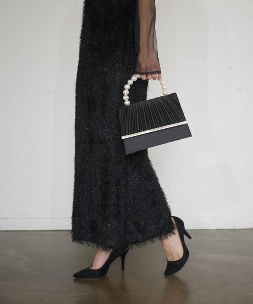 My shawty(マイシャウティー)の「pearl handle bag(ハンドバッグ・レディース・ゴールド/シルバー/ブラック・FREE)」の2枚目の写真