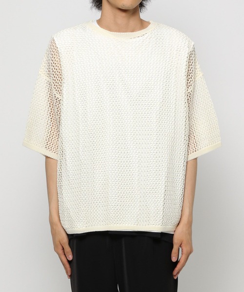 HARE（ハレ）の「スカシアミメッシュニットプルオーバー(HARE)（Tシャツ/カットソー・メンズ・ホワイト/ブラック/オレンジ/オレンジ系その他・FREE）」の15枚目の写真