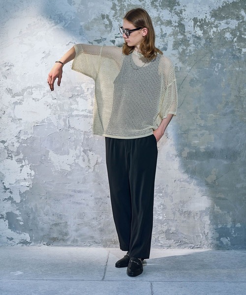 HARE（ハレ）の「スカシアミメッシュニットプルオーバー(HARE)（Tシャツ/カットソー・メンズ・ホワイト/ブラック/オレンジ/オレンジ系その他・FREE）」の19枚目の写真