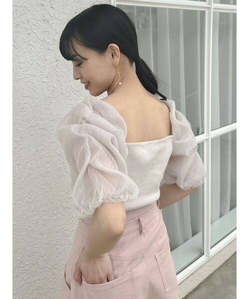 dazzlin（ダズリン）の「ハートギャザーチューブスリーブトップス（Tシャツ/カットソー・レディース・ブラック/ベージュ/グリーン・FREE）」の12枚目の写真