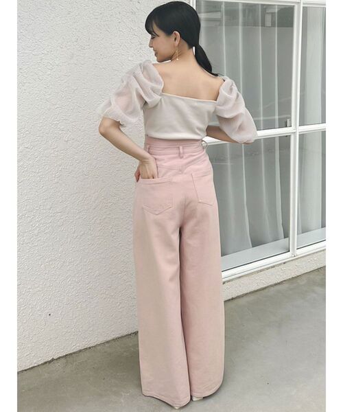 dazzlin（ダズリン）の「ハートギャザーチューブスリーブトップス（Tシャツ/カットソー・レディース・ブラック/ベージュ/グリーン・FREE）」の17枚目の写真