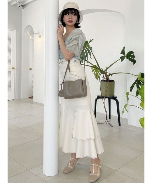 dazzlin（ダズリン）の「ハートギャザーチューブスリーブトップス（Tシャツ/カットソー・レディース・ブラック/ベージュ/グリーン・FREE）」の13枚目の写真