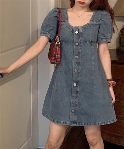 FREE STYLISTS（フリー スタイリスト）の「スクエアネックデニムミニワンピース（ワンピース・レディース・ブルー・M/L/XL/3XL/2XL/4XL）」の8枚目の写真