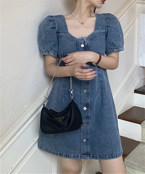 FREE STYLISTS（フリー スタイリスト）の「スクエアネックデニムミニワンピース（ワンピース・レディース・ブルー・M/L/XL/3XL/2XL/4XL）」の10枚目の写真