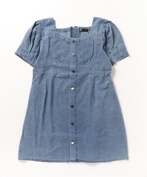 FREE STYLISTS（フリー スタイリスト）の「スクエアネックデニムミニワンピース（ワンピース・レディース・ブルー・M/L/XL/3XL/2XL/4XL）」の20枚目の写真