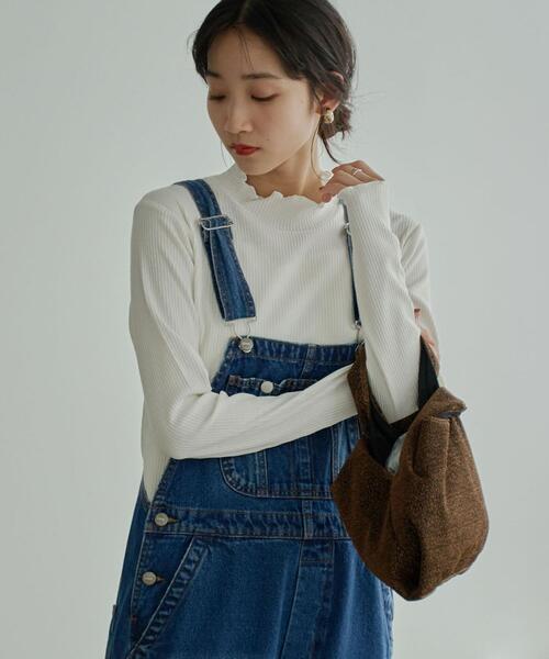 coen(コーエン)の「メローリブタートルネックロンT(WEB限定カラー)(Tシャツ/カットソー・レディース・ブラック/グレー/ホワイト/オレンジ/モカ/ナチュラル/ケリー/コバルトブルー/その他1・M/L)」の2枚目の写真