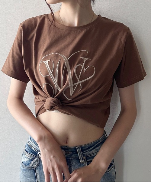 one way（ワンウェイ）の「OWハート刺繍Tシャツ（Tシャツ/カットソー・レディース・ホワイト/ホワイト系その他/ライトベージュ/ブラウン・FREE）」の3枚目の写真