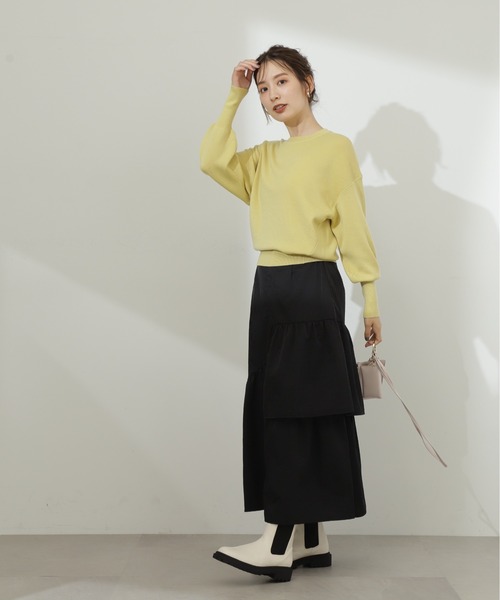 N.（N. Natural Beauty Basic）（エヌエヌナチュラルビューティーベーシック）の「◆ランダムレイヤードスカート（スカート・レディース・ブラック/クリーム/オレンジ・MEDIUM）」の20枚目の写真