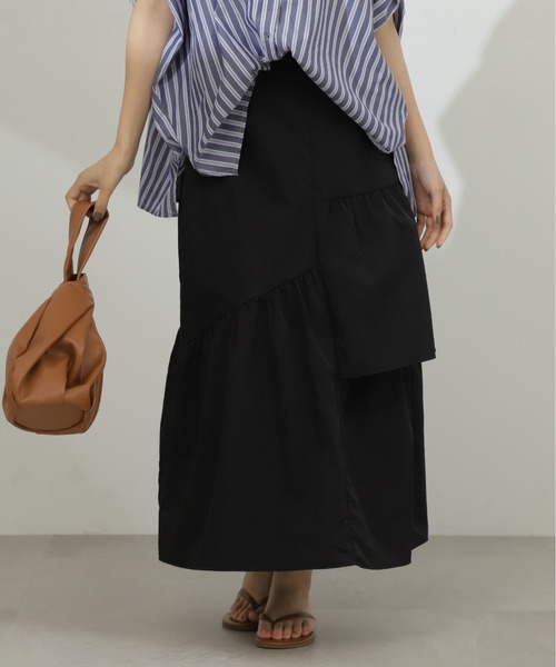 N.（N. Natural Beauty Basic）（エヌエヌナチュラルビューティーベーシック）の「◆ランダムレイヤードスカート（スカート・レディース・ブラック/クリーム/オレンジ・MEDIUM）」の10枚目の写真