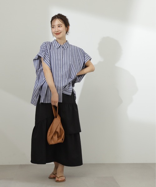 N.（N. Natural Beauty Basic）（エヌエヌナチュラルビューティーベーシック）の「◆ランダムレイヤードスカート（スカート・レディース・ブラック/クリーム/オレンジ・MEDIUM）」の17枚目の写真