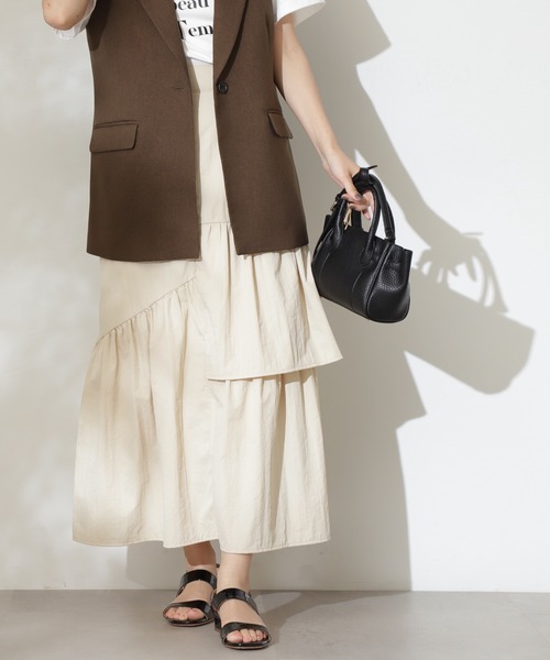 N.（N. Natural Beauty Basic）（エヌエヌナチュラルビューティーベーシック）の「◆ランダムレイヤードスカート（スカート・レディース・ブラック/クリーム/オレンジ・MEDIUM）」の18枚目の写真