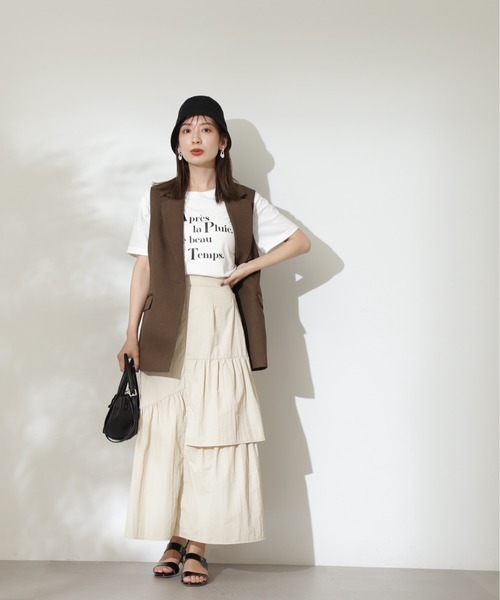 N.（N. Natural Beauty Basic）（エヌエヌナチュラルビューティーベーシック）の「◆ランダムレイヤードスカート（スカート・レディース・ブラック/クリーム/オレンジ・MEDIUM）」の15枚目の写真