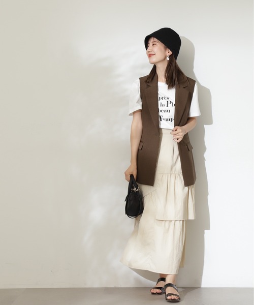 N.（N. Natural Beauty Basic）（エヌエヌナチュラルビューティーベーシック）の「◆ランダムレイヤードスカート（スカート・レディース・ブラック/クリーム/オレンジ・MEDIUM）」の5枚目の写真