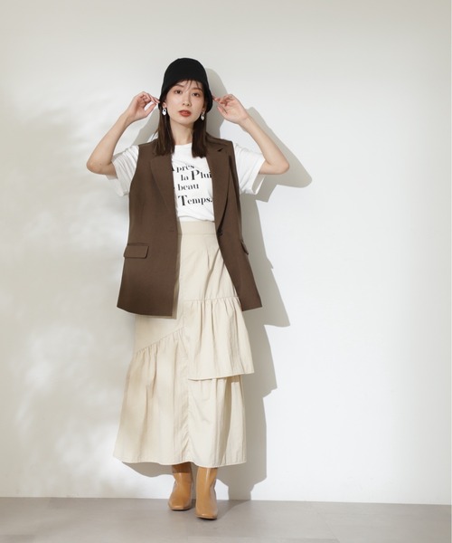 N.（N. Natural Beauty Basic）（エヌエヌナチュラルビューティーベーシック）の「◆ランダムレイヤードスカート（スカート・レディース・ブラック/クリーム/オレンジ・MEDIUM）」の21枚目の写真