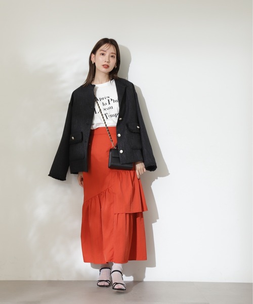 N.（N. Natural Beauty Basic）（エヌエヌナチュラルビューティーベーシック）の「◆ランダムレイヤードスカート（スカート・レディース・ブラック/クリーム/オレンジ・MEDIUM）」の19枚目の写真