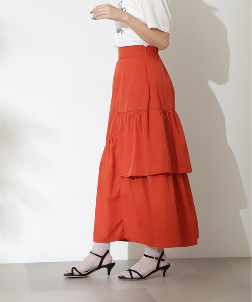 N.（N. Natural Beauty Basic）（エヌエヌナチュラルビューティーベーシック）の「◆ランダムレイヤードスカート（スカート・レディース・ブラック/クリーム/オレンジ・MEDIUM）」の16枚目の写真