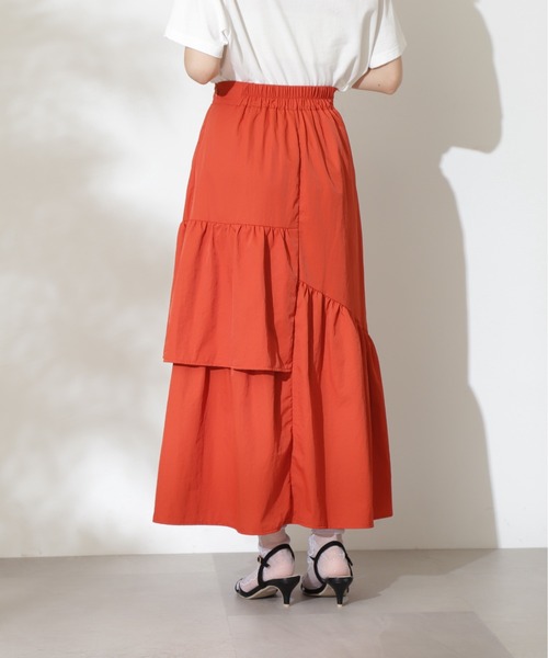 N.（N. Natural Beauty Basic）（エヌエヌナチュラルビューティーベーシック）の「◆ランダムレイヤードスカート（スカート・レディース・ブラック/クリーム/オレンジ・MEDIUM）」の6枚目の写真