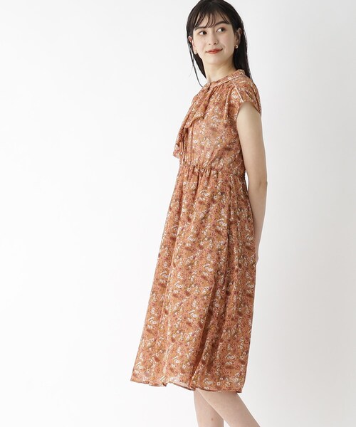 未使用タグ付 ポロラルフローレン フラワー ボウタイ ワンピース インポート Lauren Ralph Lauren｜《手洗い可》チェック柄ボウタイワンピース