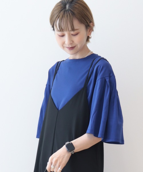 AMERICAN HOLIC（アメリカンホリック）の「キレイCottonポンチ袖フレアカットプルオーバー（Tシャツ/カットソー・レディース・ブラック/ピンク/オフホワイト/ブルー・L/M）」の4枚目の写真