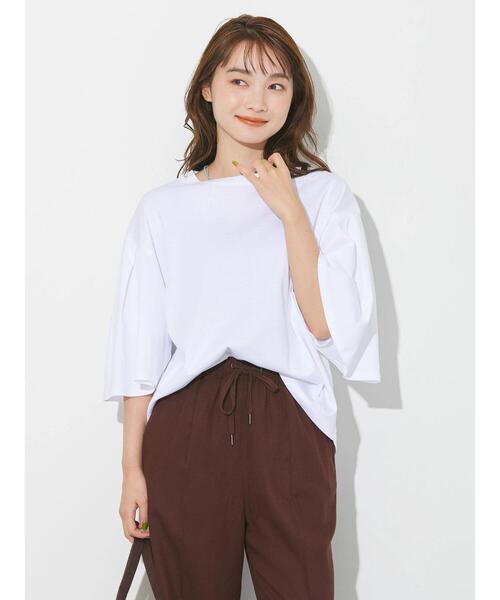 AMERICAN HOLIC（アメリカンホリック）の「キレイCottonポンチ袖フレアカットプルオーバー（Tシャツ/カットソー・レディース・ブラック/ピンク/オフホワイト/ブルー・L/M）」の5枚目の写真