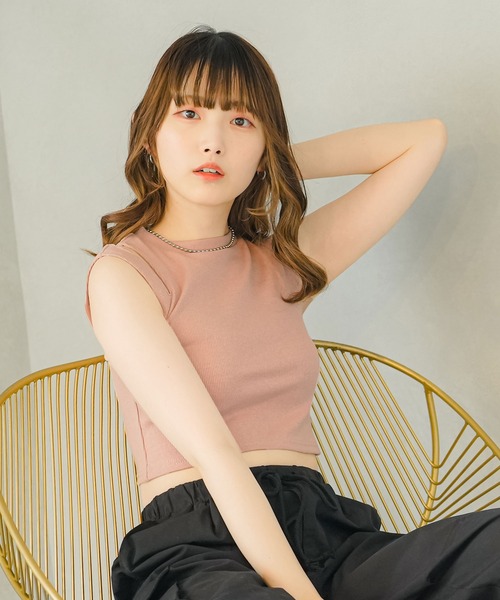 moulis'(ムーリス)の「ショルダースリットハイネックトップス(タンクトップ・レディース・ホワイト/ブラック/ベビーピンク・MEDIUM/LARGE/SMALL)」の12枚目の写真
