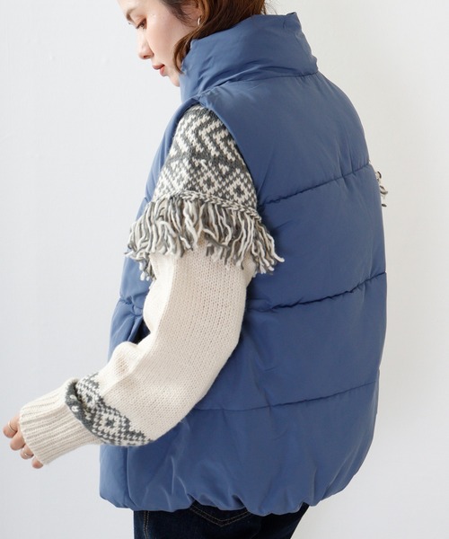 hunch（ハンチ）の「hunch ハイカウントポリエステル　ソロナベスト（ダウンベスト・レディース・ブルー/ライトベージュ・FREE）」の13枚目の写真