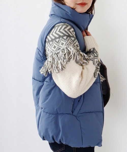 hunch（ハンチ）の「hunch ハイカウントポリエステル　ソロナベスト（ダウンベスト・レディース・ブルー/ライトベージュ・FREE）」の12枚目の写真