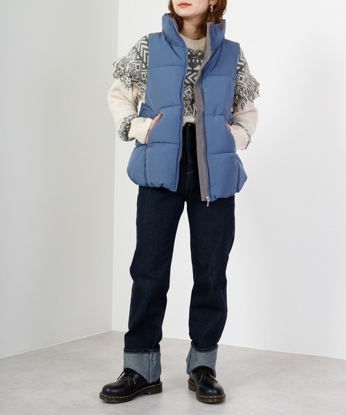 hunch（ハンチ）の「hunch ハイカウントポリエステル　ソロナベスト（ダウンベスト・レディース・ブルー/ライトベージュ・FREE）」の14枚目の写真