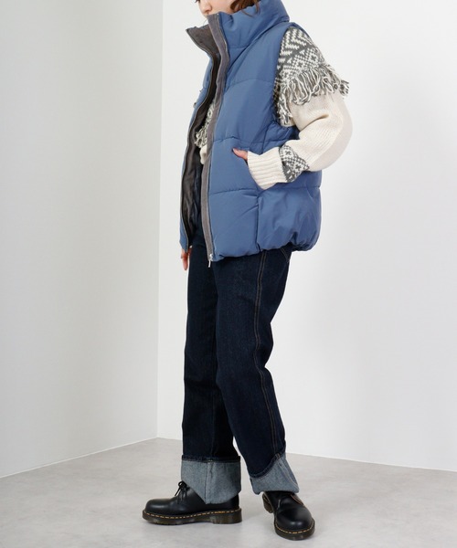 hunch（ハンチ）の「hunch ハイカウントポリエステル　ソロナベスト（ダウンベスト・レディース・ブルー/ライトベージュ・FREE）」の15枚目の写真