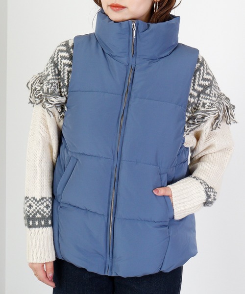 hunch（ハンチ）の「hunch ハイカウントポリエステル　ソロナベスト（ダウンベスト・レディース・ブルー/ライトベージュ・FREE）」の16枚目の写真