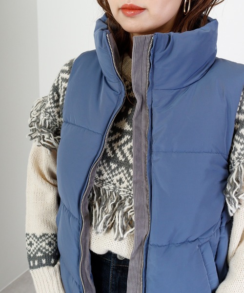 hunch（ハンチ）の「hunch ハイカウントポリエステル　ソロナベスト（ダウンベスト・レディース・ブルー/ライトベージュ・FREE）」の22枚目の写真