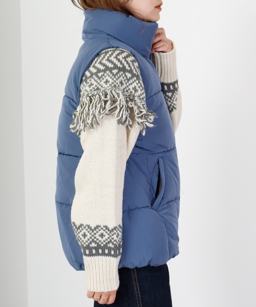 hunch（ハンチ）の「hunch ハイカウントポリエステル　ソロナベスト（ダウンベスト・レディース・ブルー/ライトベージュ・FREE）」の17枚目の写真