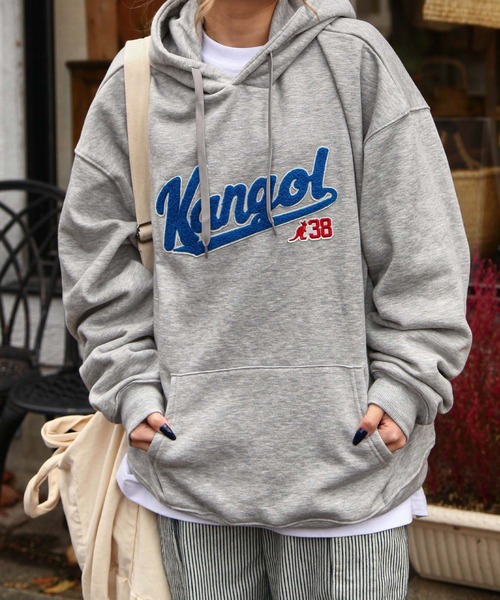 【WV PROJECT】★男女兼用★ガンプコットンパーカー5色 KANGOL】 ワンポイント ロゴ 刺繍 ビッグシルエット 長袖