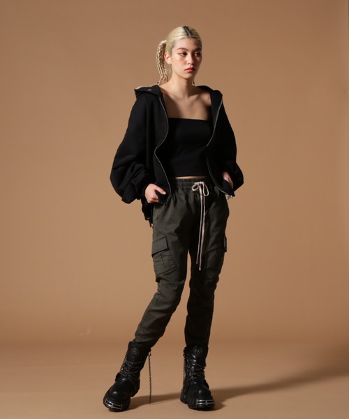 DANKE SCHON(ダンケシェーン)の「【WEB&DEPOT限定】DankeSchon/ダンケシェーン/STRETCH TWILL ZIP CARGO(カーゴパンツ・レディース・ブラック/カーキ・XL/S/M/L)」の21枚目の写真