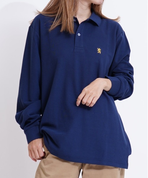 GIORDANO（ジョルダーノ）の「[ GIORDANO ] スモールライオン刺繍ドライストレッチ長袖ポロシャツ（ポロシャツ・メンズ・ブラック/ネイビー/アイボリー・MEDIUM/X-LARGE/SMALL/LARGE）」の3枚目の写真