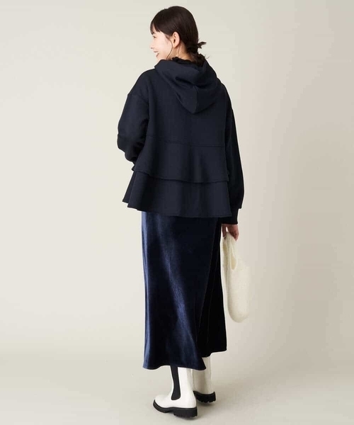 a.v.v(アーヴェヴェ)の「ベロアセミフレアスカート(スカート・レディース・ライトグレー/ネイビー/カーキ・40/36/38/34/42)」の12枚目の写真