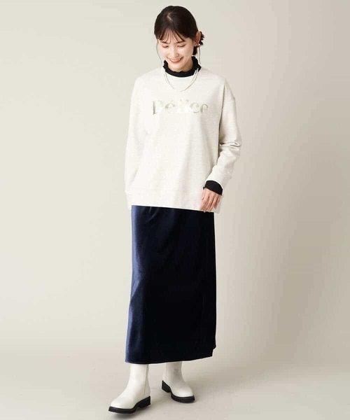 a.v.v(アーヴェヴェ)の「ベロアセミフレアスカート(スカート・レディース・ライトグレー/ネイビー/カーキ・40/36/38/34/42)」の14枚目の写真