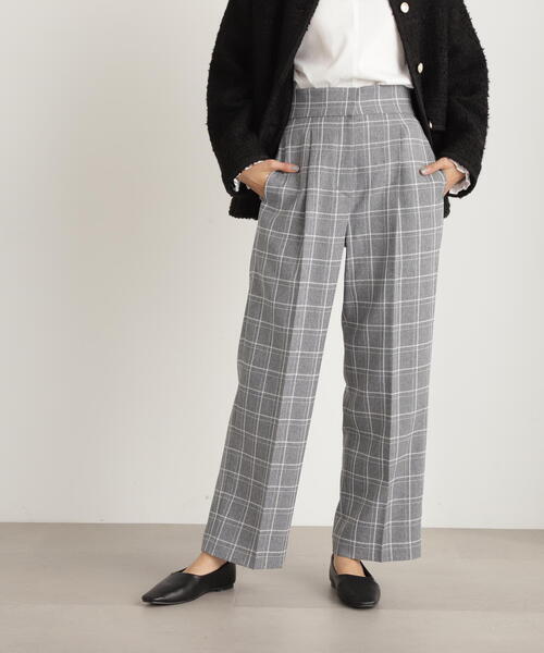 N.（N. Natural Beauty Basic）（エヌエヌナチュラルビューティーベーシック）の「【S Size Line】◆チェックハイウエストスラックスワイドパンツ（スラックス・レディース・グレー系その他/ベージュ系その他・MEDIUM/SMALL）」の4枚目の写真