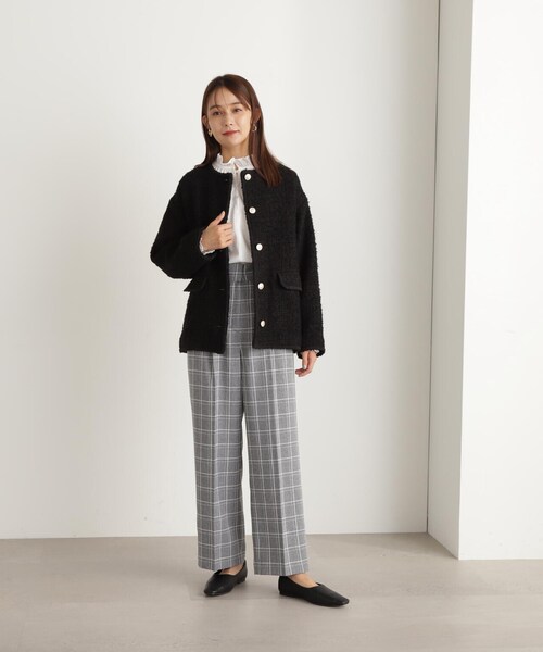 N.（N. Natural Beauty Basic）（エヌエヌナチュラルビューティーベーシック）の「【S Size Line】◆チェックハイウエストスラックスワイドパンツ（スラックス・レディース・グレー系その他/ベージュ系その他・MEDIUM/SMALL）」の6枚目の写真