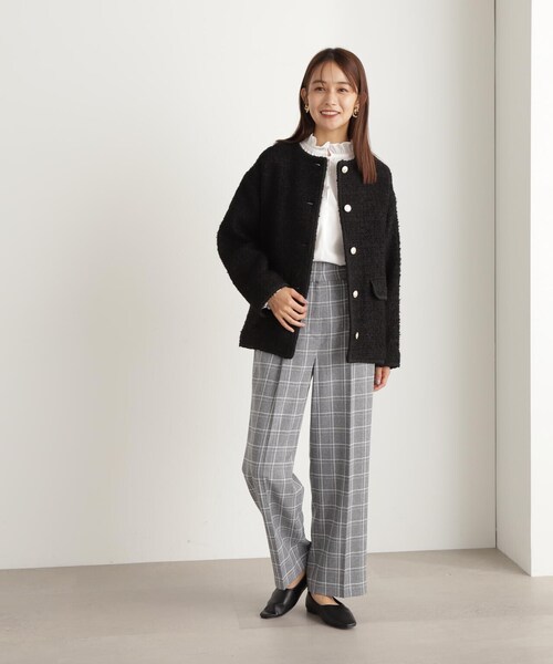 N.（N. Natural Beauty Basic）（エヌエヌナチュラルビューティーベーシック）の「【S Size Line】◆チェックハイウエストスラックスワイドパンツ（スラックス・レディース・グレー系その他/ベージュ系その他・MEDIUM/SMALL）」の7枚目の写真