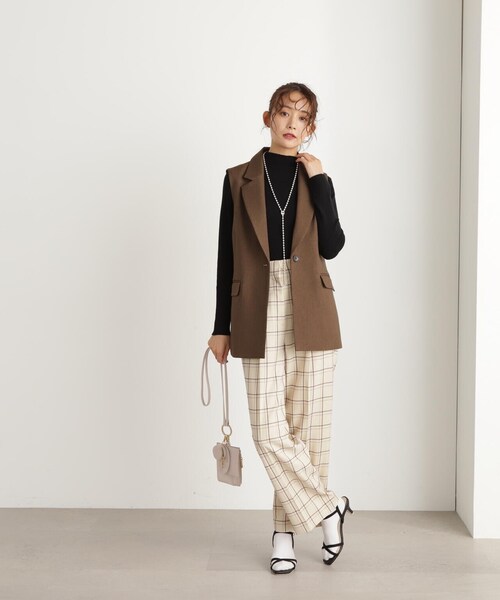 N.（N. Natural Beauty Basic）（エヌエヌナチュラルビューティーベーシック）の「【S Size Line】◆チェックハイウエストスラックスワイドパンツ（スラックス・レディース・グレー系その他/ベージュ系その他・MEDIUM/SMALL）」の22枚目の写真