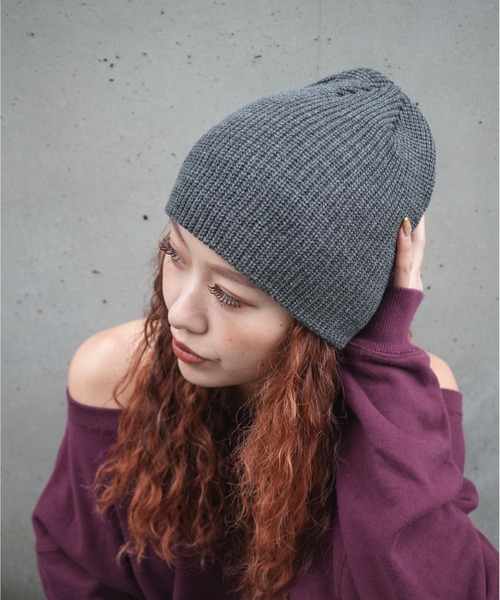 Jelly moo(ジェリームー)の「【 Jelly moo / ジェリームー 】 リブニット ビーニー #(ニットキャップ/ビーニー・レディース・ホワイト/グレー/ブラック/ベージュ/カーキ/ダークグリーン/オレンジ/ダークグレー/ネイビー/ワイン/レモンイエロー/パープル/フューシャピンク・FREE)」の4枚目の写真