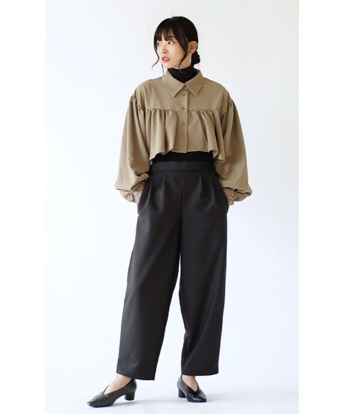 e-zakkamania stores（イーザッカマニアストアーズ）の「セミワイド テーパードパンツ（その他パンツ・レディース・グレー/ブラウン/ブラック・M）」の6枚目の写真
